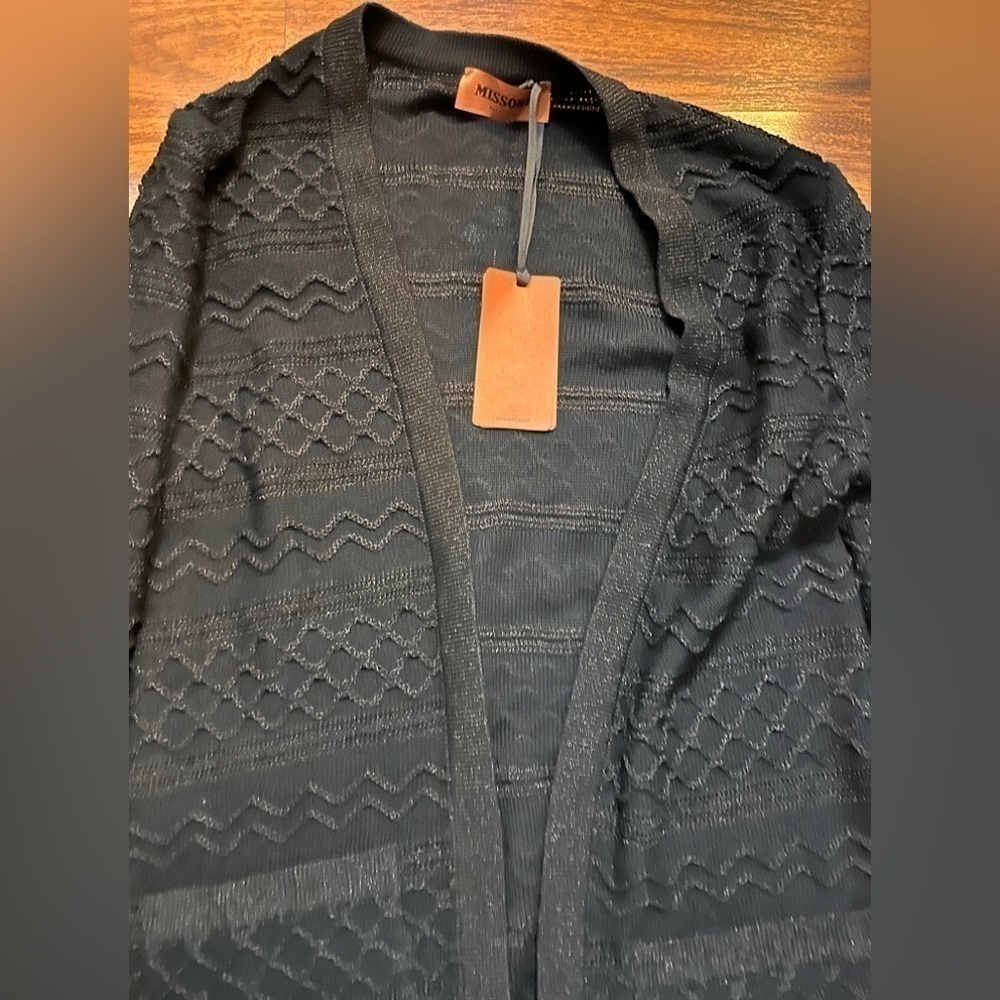 ๐ค Missoni Orange Label Metallic Wave Knit Long Cardigan XS NWT No Belt - Picture 6 of 8